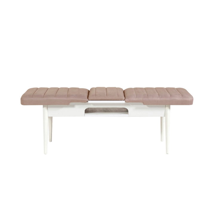Hanah Home Banca Vina Blanco, Piedra, Terciopelo, Carpe. Elegante y funcional para tu hogar.
